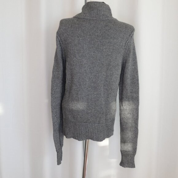 Vintage Y2K Banana Republic Lambswool Grey Military Sweater Cardigan Jacket Sz M - Picture 4 of 10